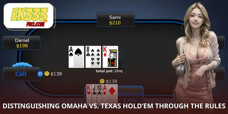 Distinguishing Omaha vs. Texas Holdem through the rules of the game Distinguishing Omaha vs. Texas Holdem through the rules of the game