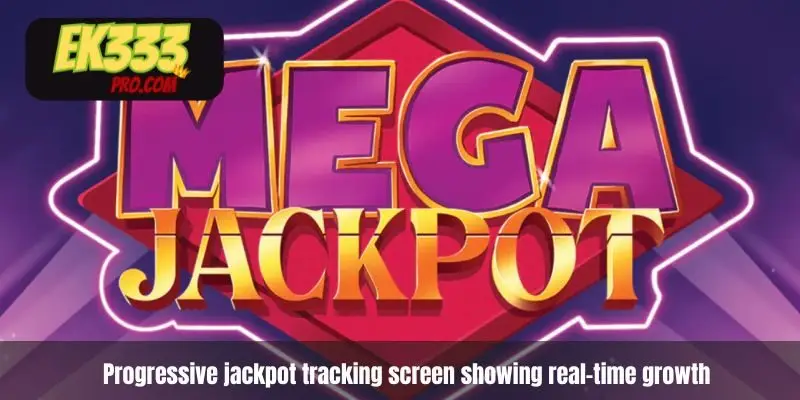Progressive jackpot tracking screen showing real-time growth Progressive jackpot tracking screen showing real-time growth
