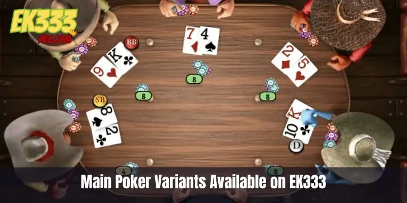 EK333 তে উপলব্ধ প্রধান পোকার ভেরিয়েন্টগুলি